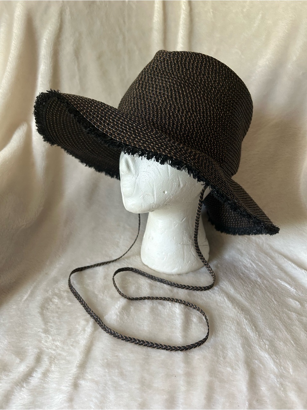 Eric Javits brown black straw floppy sun hat upf 50+ packable women's